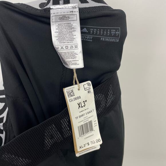 Adidas Womens Techfit Badge Sport Shorts XL Black 3" Pull On Compression NWT - Picture 8 of 10